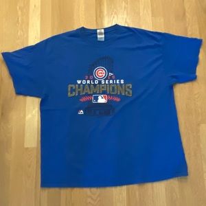 Majestic Chicago Cubs 2016 World Series Shirt Sleeve Tee Shirt / Royal Blue /XXL